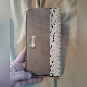 Tan snake print wallet